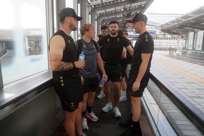 040725 - Wales Rugby walk to the stadium for their Captains Run at Mikuni World Stadium ahead of the game against Japan - Johnny Williams