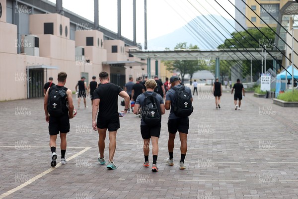 040725 - Wales Rugby walk to the stadium for their Captains Run at Mikuni World Stadium ahead of the game against Japan - 