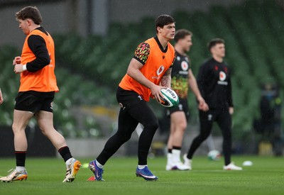 050326 - Wales Rugby Captains Run ahead of their Six Nations game against Ireland tomorrow evening - Louis Rees-Zammit during training