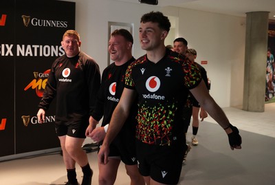 050326 - Wales Rugby Captains Run ahead of their Six Nations game against Ireland tomorrow evening - Rhys Carre, Dewi Lake and Louie Hennessey during training