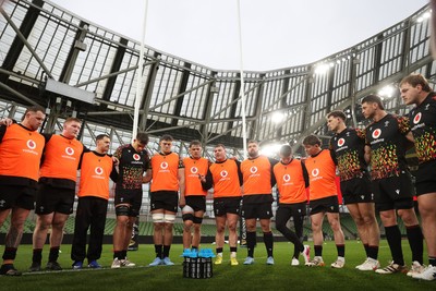 050326 - Wales Rugby Captains Run ahead of their Six Nations game against Ireland tomorrow evening - Captain Dewi Lake speaks to the team in the huddle