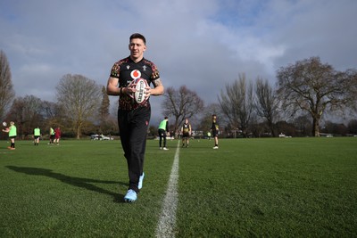 060226 - Wales Rugby Captains Run ahead of their first Six Nations game against England - Josh Adams during training