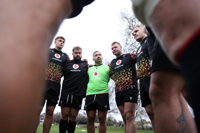 060226 - Wales Rugby Captains Run ahead of their first Six Nations game against England - Dewi Lake speaks in the team huddle