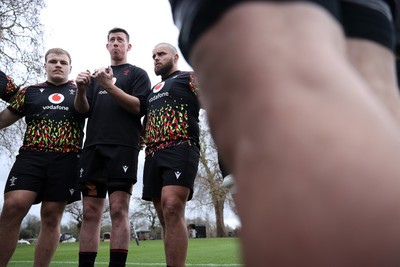 060226 - Wales Rugby Captains Run ahead of their first Six Nations game against England - Dewi Lake speaks in the team huddle
