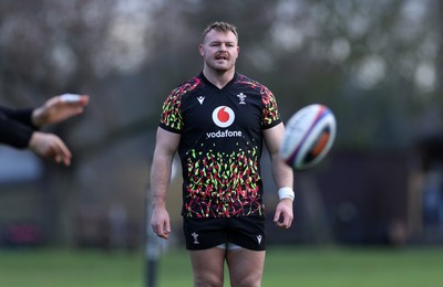 060226 - Wales Rugby Captains Run ahead of their first Six Nations game against England - Dewi Lake during training