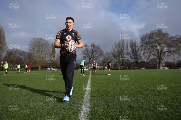 060226 - Wales Rugby Captains Run ahead of their first Six Nations game against England - Josh Adams during training