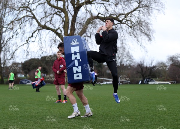 060226 - Wales Rugby Captains Run ahead of their first Six Nations game against England - Louis Rees-Zammit during training