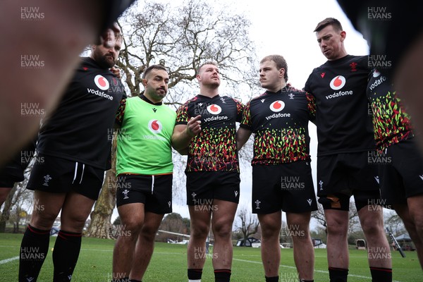 060226 - Wales Rugby Captains Run ahead of their first Six Nations game against England - Dewi Lake speaks in the team huddle