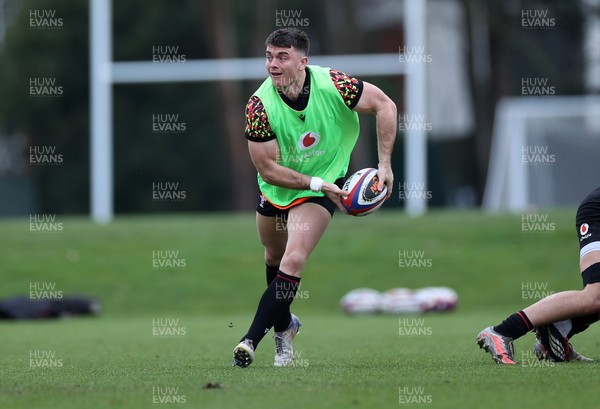 060226 - Wales Rugby Captains Run ahead of their first Six Nations game against England - Reuben Morgan-Williams during training