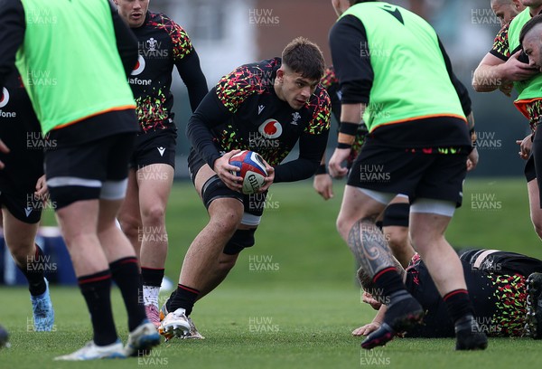 060226 - Wales Rugby Captains Run ahead of their first Six Nations game against England - Dafydd Jenkins during training