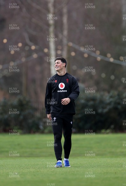 060226 - Wales Rugby Captains Run ahead of their first Six Nations game against England - Louis Rees-Zammit during training