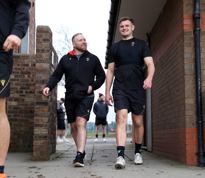 070325 - Wales Rugby Captains Run ahead of their 6 Nations game against Scotland tomorrow - Henry Thomas and Taine Plumtree