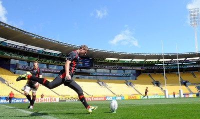 07.10.11 - Wales Rugby Captains Run - Rhys Priestland during training at the Westpac Stadium in Wellington. 