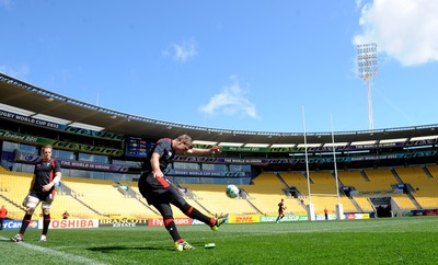 07.10.11 - Wales Rugby Captains Run - Rhys Priestland during training at the Westpac Stadium in Wellington. 