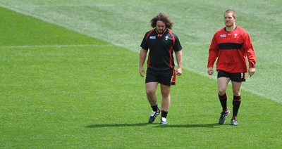07.10.11 - Wales Rugby Captains Run - Adam Jones and Gethin Jenkins during training. 