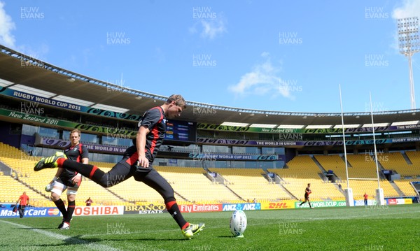 07.10.11 - Wales Rugby Captains Run - Rhys Priestland during training at the Westpac Stadium in Wellington. 