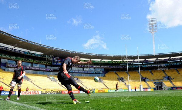 07.10.11 - Wales Rugby Captains Run - Rhys Priestland during training at the Westpac Stadium in Wellington. 