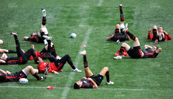 07.10.11 - Wales Rugby Captains Run - Wales players during training. 