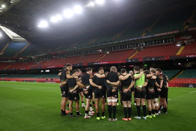 081125 - Wales Rugby Captains Run ahead of their first game against Argentina - Wales team huddle