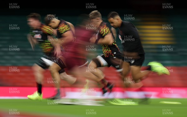081125 - Wales Rugby Captains Run ahead of their first game against Argentina - Players during the warm up