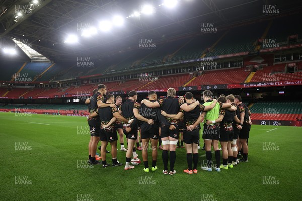 081125 - Wales Rugby Captains Run ahead of their first game against Argentina - Wales team huddle