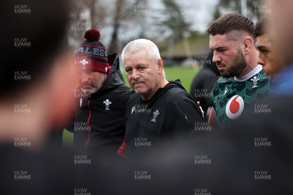 090224 - Wales Rugby Captains Run at the Lansbury Hotel the day before their 6 Nations game against England - Warren Gatland, Head Coach during training