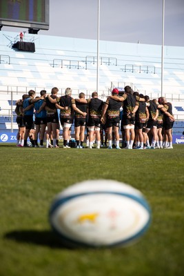 100726 - Wales Rugby Captains Run ahead of their game against Argentina in San Juan tomorrow - Wales team huddle