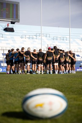 100726 - Wales Rugby Captains Run ahead of their game against Argentina in San Juan tomorrow - Wales team huddle