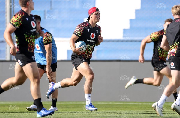 100726 - Wales Rugby Captains Run ahead of their game against Argentina in San Juan tomorrow - Louis Rees-Zammit during training