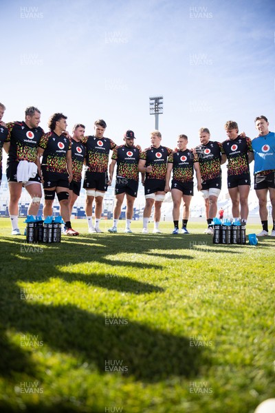 100726 - Wales Rugby Captains Run ahead of their game against Argentina in San Juan tomorrow - Wales team huddle