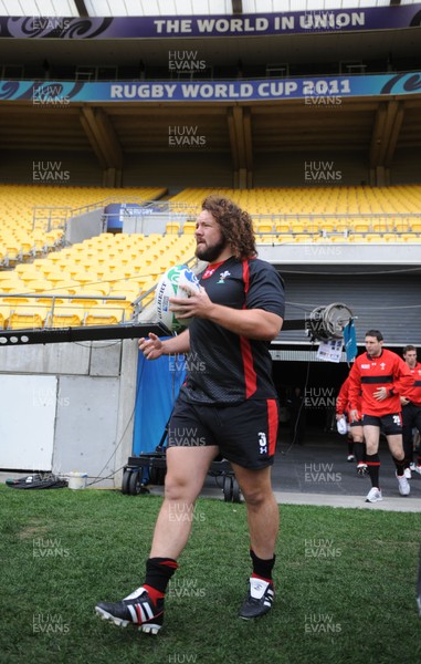 10.09.11 - Wales Rugby Captains Run - Adam Jones walks out for training at Westpac Stadium, Wellington. 