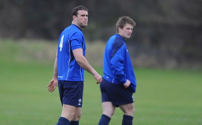 11.02.11 - Wales Rugby Captains Run - Jamie Roberts and Jonathan Davies during training. 