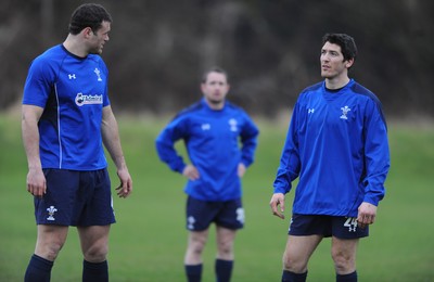 11.02.11 - Wales Rugby Captains Run - Jamie Roberts, Shane Williams and James Hook during training. 