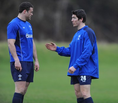 11.02.11 - Wales Rugby Captains Run - Jamie Roberts and James Hook during training. 