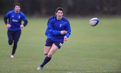 11.02.11 - Wales Rugby Captains Run - James Hook in action during training. 