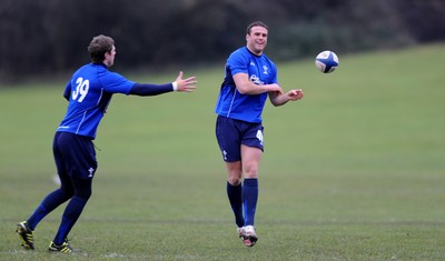 11.02.11 - Wales Rugby Captains Run - Jamie Roberts in action during training. 