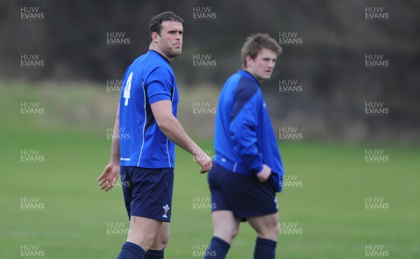 11.02.11 - Wales Rugby Captains Run - Jamie Roberts and Jonathan Davies during training. 