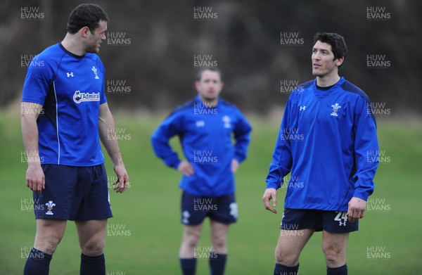 11.02.11 - Wales Rugby Captains Run - Jamie Roberts, Shane Williams and James Hook during training. 