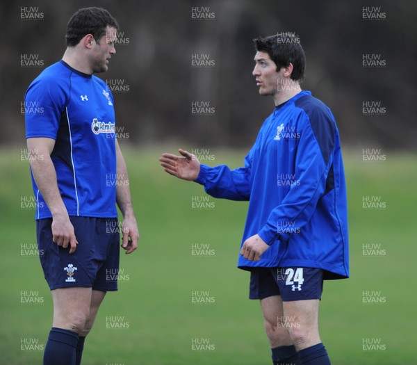 11.02.11 - Wales Rugby Captains Run - Jamie Roberts and James Hook during training. 