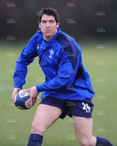 11.02.11 - Wales Rugby Captains Run - James Hook in action during training. 