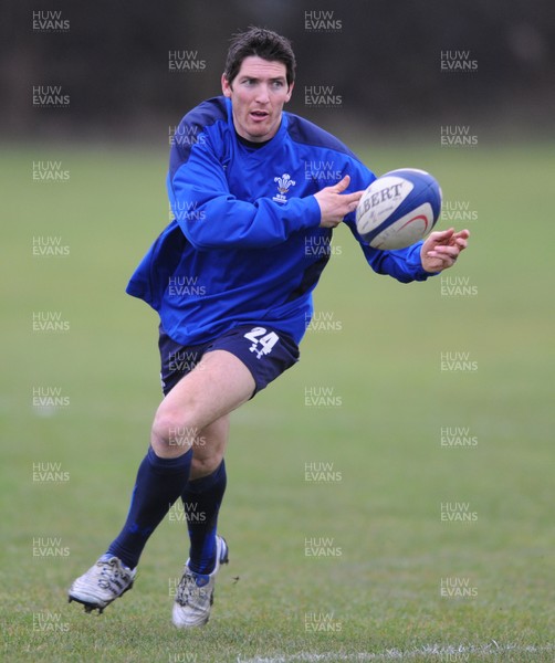 11.02.11 - Wales Rugby Captains Run - James Hook in action during training. 