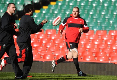 110212 - Wales Rugby Captains Run -Gethin Jenkins during training