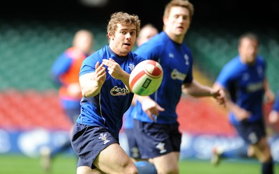 11.03.11 - Wales Rugby Training - Leigh Halfpenny during training. 