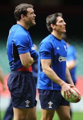 11.03.11 - Wales Rugby Training - Jamie Roberts and James Hook during training. 