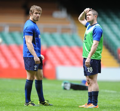 11.03.11 - Wales Rugby Training - Leigh Halfpenny and Shane Williams during training. 
