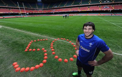 11.03.11 - Wales Rugby Training - Mike Phillips who will win his 50th Welsh cap against Ireland tomorrow. 
