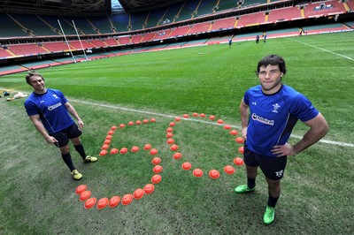 11.03.11 - Wales Rugby Training - Ryan Jones and Mike Phillips who will win their 50th Welsh caps against Ireland tomorrow. 