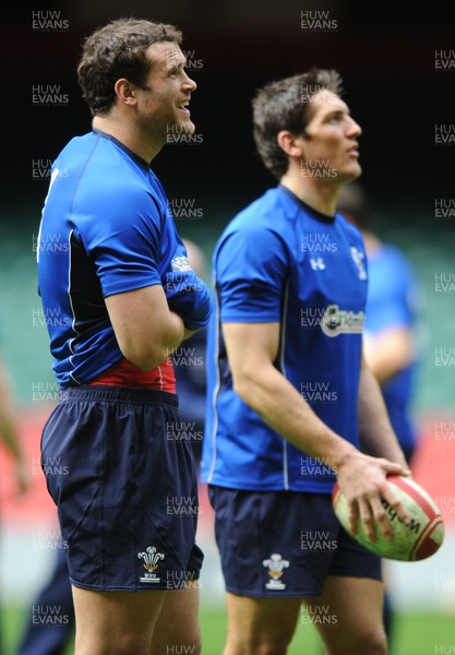 11.03.11 - Wales Rugby Training - Jamie Roberts and James Hook during training. 