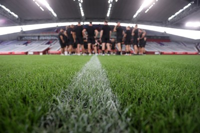 110725 - Wales Rugby Captains Run the day beofre their final tour match against Japan - Team huddle