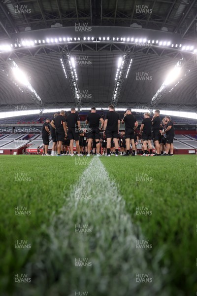 110725 - Wales Rugby Captains Run the day beofre their final tour match against Japan - Team huddle